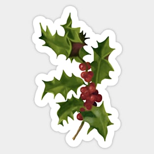 Vintage Christmas Berries Botanical Illustration Sticker